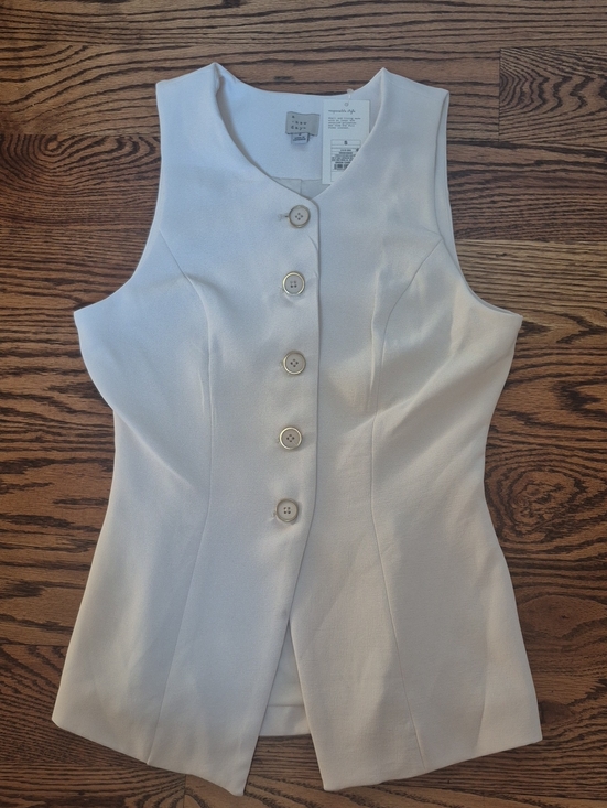 a new day Tops - Cream Button-Front Tailored Sleeveless Vest